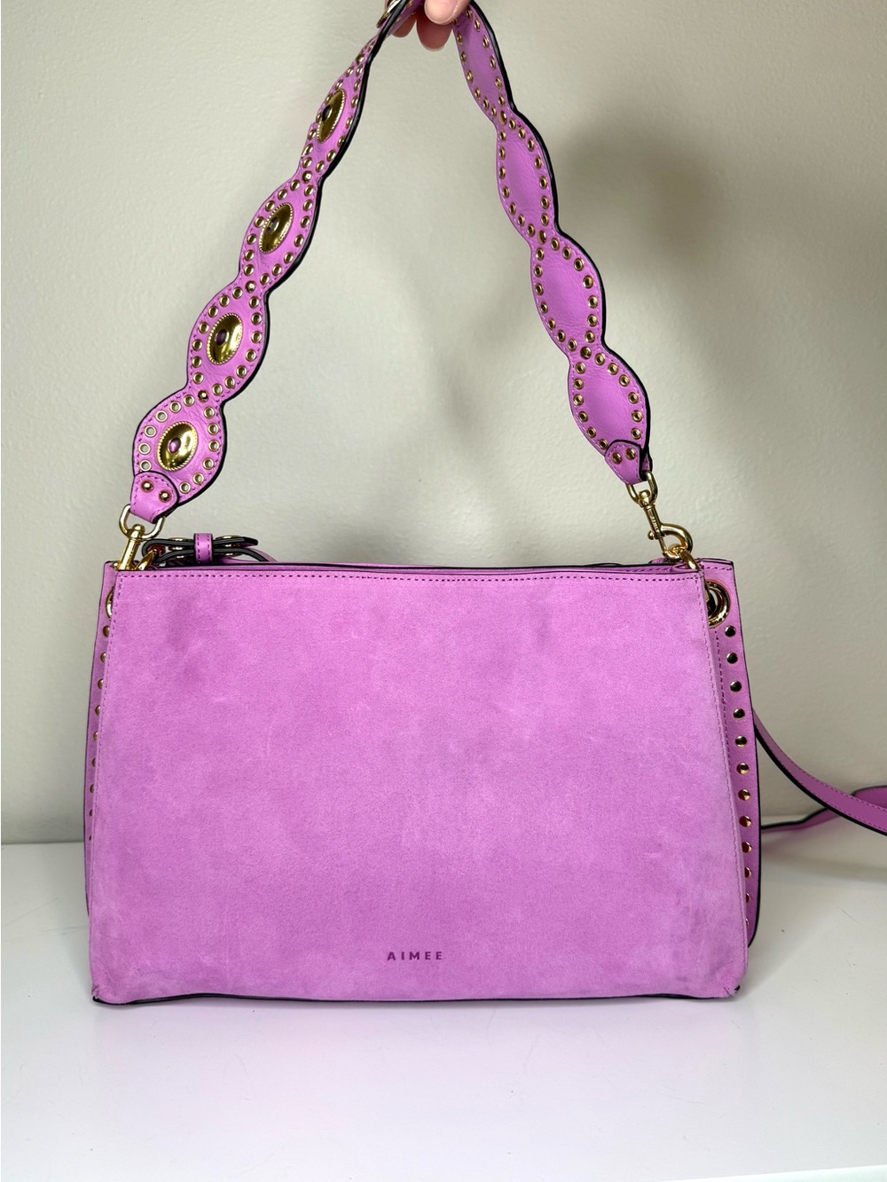 Aimee Kestenberg Bloom Suede Shoulder Bag with Studded Strap - Picture 3 of 14